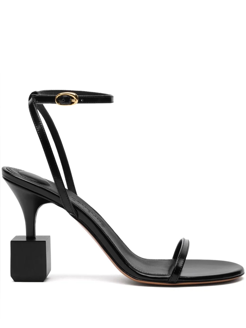 Jacquemus The Bisou Geometric Black Leather Sandals